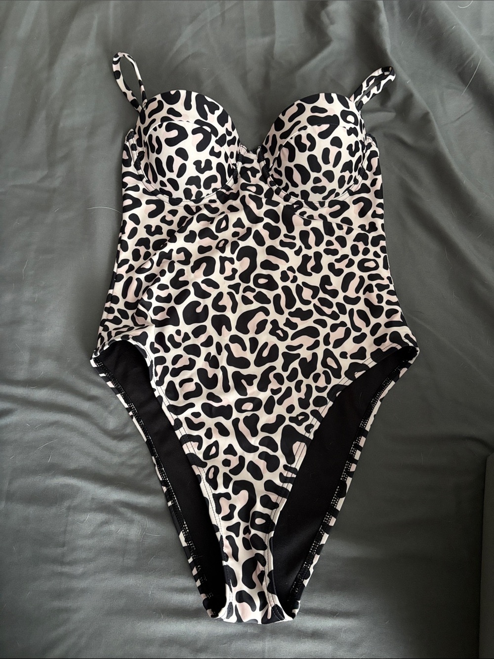 Pink Lily Black and White Leopard One-Piece Swimsuit